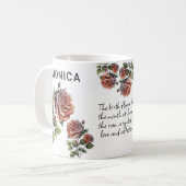 June Birth Blume Rose Name hinzufügen Kaffeetasse (Vorderseite Links)