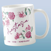 June Birth Flower Custom Name Rose Honeysuckle Kaffeetasse