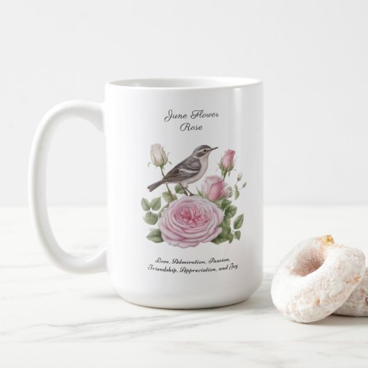 June Birth Month Blume Rose Elegante Kaffeetasse (Mit Donut)