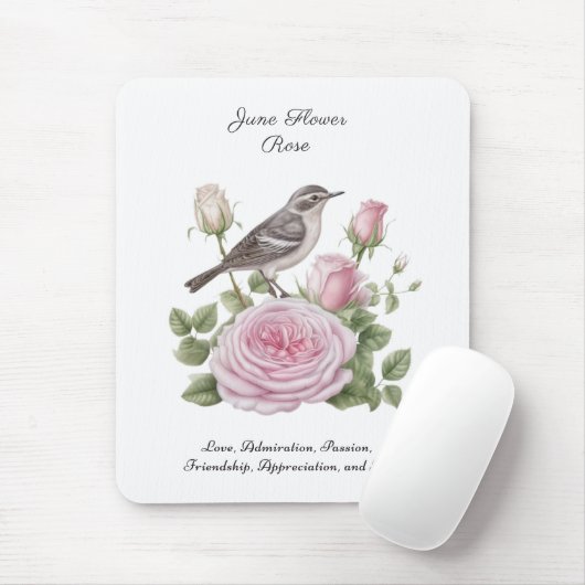 June Birth Month Blume Rose Elegante Mousepad (Mit Mouse)
