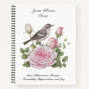 June Birth Month Blume Rose Elegante Notizblock
