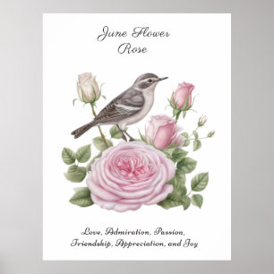 June Birth Month Blume Rose Elegante Poster