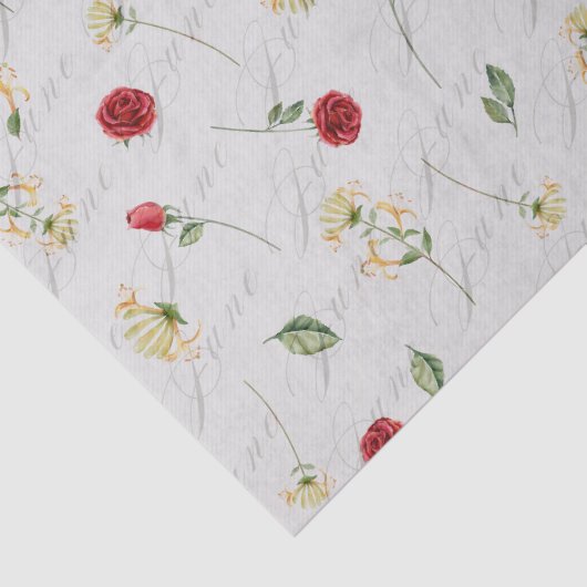 June Birth Month Blume Rose Honeysuckle Seidenpapier (Detail)