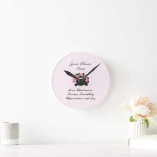 June Birth Month Blume Rose Runde Wanduhr