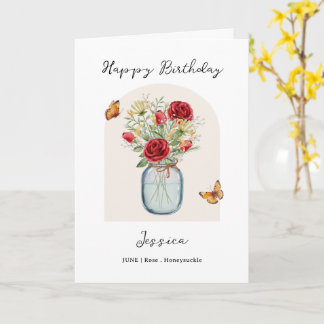 June Birth Month Flower Birthday Karte