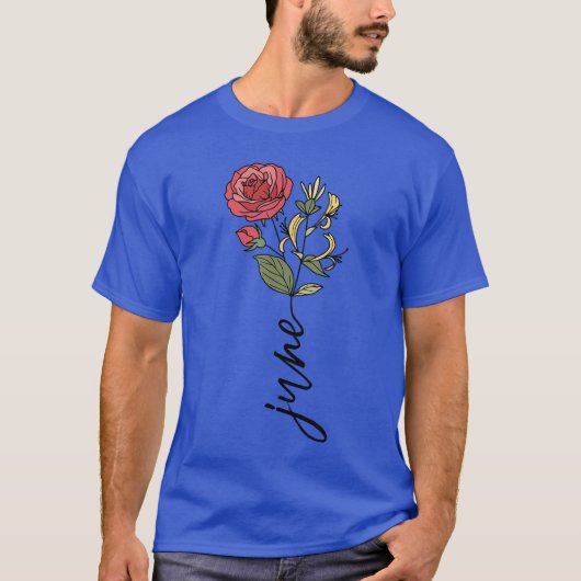 June Birth Month Flower Rose Honeysuckle gift fami T-Shirt (Vorderseite)
