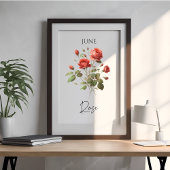June Birth Month Rose Floral Poster