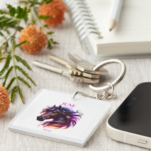 June Birth Month Spirit Animal Horse Schlüsselanhänger (Vorderseite rechts)