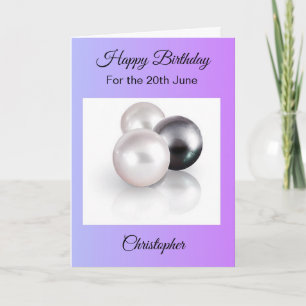 June Birthday Card - Pearls Karte