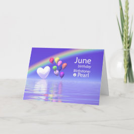 June Birthday Pearl Heart Karte