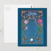 June Birthday Pearl und Rose Postkarte (Vorne/Hinten)