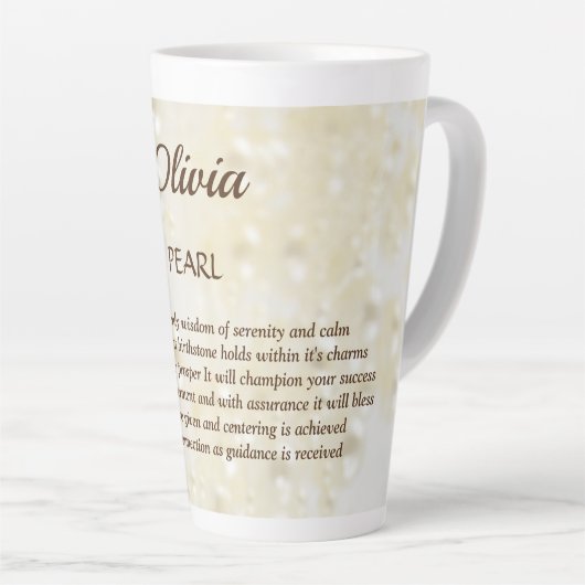 June Birthstone Pearl Design Milchtasse (Rechte Ecke)