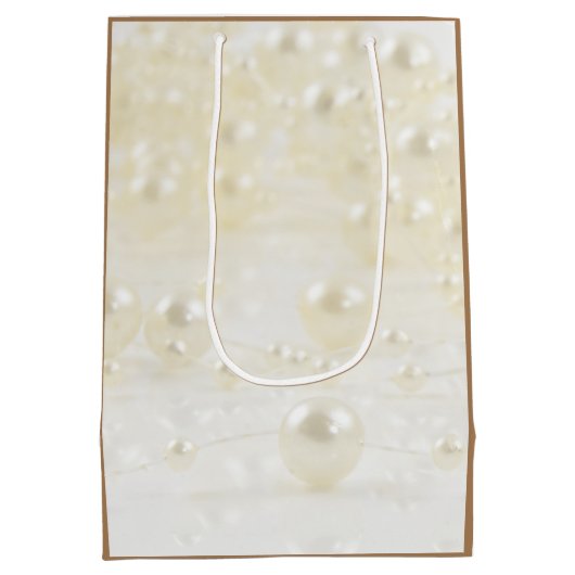 June Birthstone Pearl Design Mittlere Geschenktüte (Rückseite)