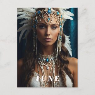 *~ JUNE Boho-Frau GEBURTSTAGSPERLEN AP53 Postkarte