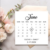 June Calendar Dark Black Wedding Serviette