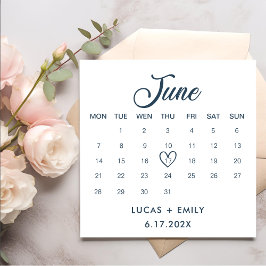 June Calendar Dark Blue Wedding Serviette