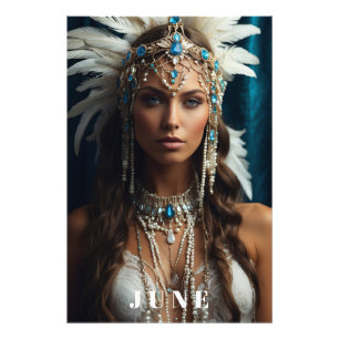 *~ JUNE Frau BIRTHDAY PEARLS Boho AP53 Fotodruck