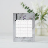 June Gray Modern Monthly Calendar 2025 Postkarte (Stehend Vorderseite)