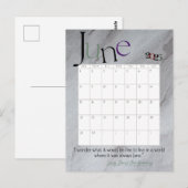 June Gray Modern Monthly Calendar 2025 Postkarte (Vorne/Hinten)