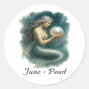 June Pearl - Bezauberte Meerjungfrau & Birthstone Runder Aufkleber