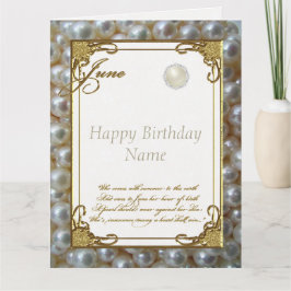 June Pearl Birthstone Geburtstag 8.5x11 Karte