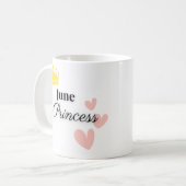 June Princess Mug – Gold Crown & Hearts Design Kaffeetasse (Vorderseite Links)