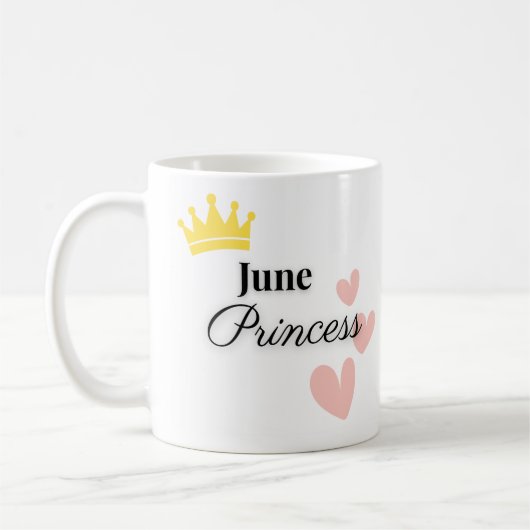 June Princess Mug – Gold Crown & Hearts Design Kaffeetasse (Links)