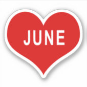 JUNE Red Liebe Heart Vinyl Sticker (Vorderseite)