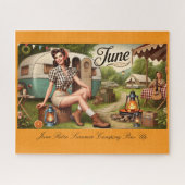 June Retro Summer Camping Button-Up Girl Puzzle (Horizontal)