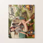 June Retro Summer Camping Pin-Up Girl Puzzle (Vertikal)