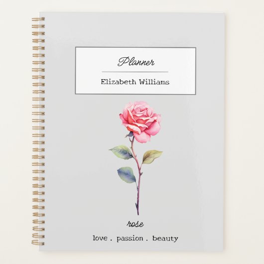 JUNE ROSE BIRTH BLUME PERSONALISIERT PLANER (Vorderseite)