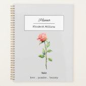 JUNE ROSE BIRTH BLUME PERSONALISIERT PLANER (Vorderseite)