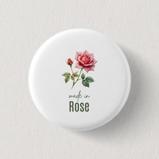 June Rose Birth Flower Flat Thank You Button (Vorderseite)