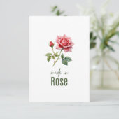 June Rose Birth Flower Flat Thank You Card Dankeskarte (Stehend Vorderseite)