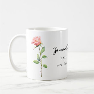 JUNE ROSE BIRTH FLOWER MONTH NAME GIFT COFFEE MUG KAFFEETASSE