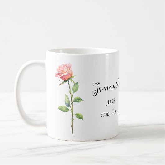 JUNE ROSE BIRTH FLOWER MONTH NAME GIFT COFFEE MUG KAFFEETASSE (Links)