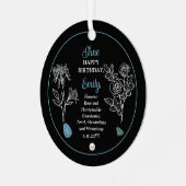 June Rose und Honeysuckle Birthday Keepake Ornament Aus Metall (Vorderseite links)