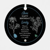 June Rose und Honeysuckle Birthday Keepake Ornament Aus Metall (Vorderseite)