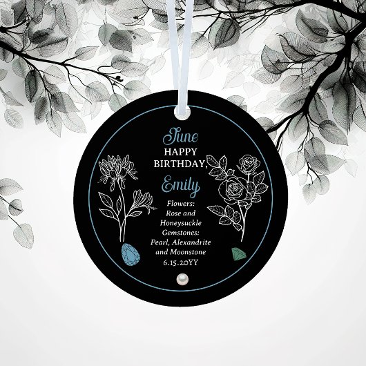 June Rose und Honeysuckle Birthday Keepake Ornament Aus Metall