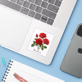 June-Rosen-Blumen-Aufkleber Aufkleber (Laptop mit iPhone)