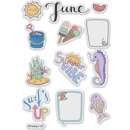 June Sticker Sheet – Summer Start (Vorderseite)