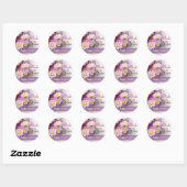 June Wedding - Lavender Daisies Runder Aufkleber (Blatt)