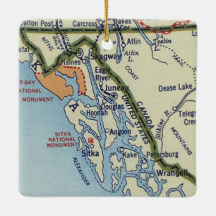 Juneau AK Vintag Map Keramikornament