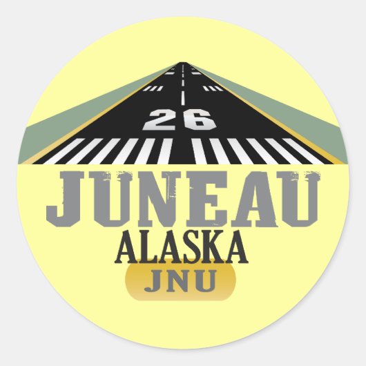 Juneau Alaska - Airport Runway Runder Aufkleber (Vorderseite)