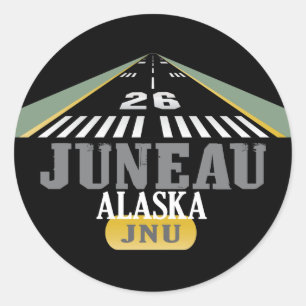 Juneau Alaska - Airport Runway Runder Aufkleber