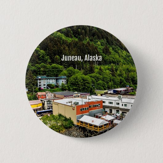 Juneau, Alaska, Foto der Stadt Button (Vorderseite)