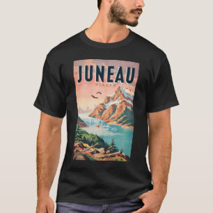 Juneau Alaska Gletscher Illustration Reise Kunst V T-Shirt