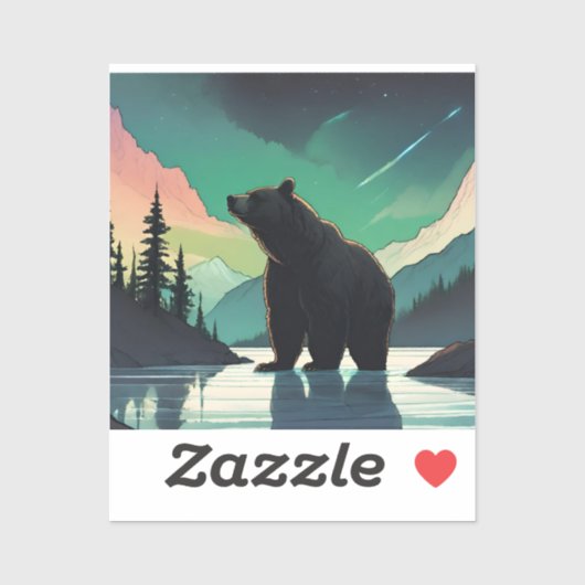 Juneau Alaska Grizzlybär aurora Nordlichter Aufkleber (Blatt)