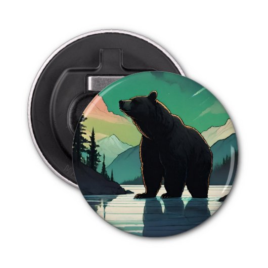 Juneau Alaska Grizzlybär aurora Nordlichter Flaschenöffner (Vorderseite)