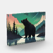Juneau Alaska Grizzlybär aurora Nordlichter Fotoblock (Links)
